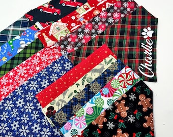 Personlig julhundbandana, julhundbandana, högtidsbandana, rutig bandana, vinterbandana, presenter till hund, anpassad