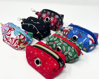 Dog poop bag holder, Dog walking bag, Dog waste bag dispenser personalized, Dog lovers gifts, Christmas pattern combine with dog bandanas