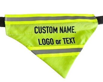 Bandana de sécurité réfléchissant personnalisé, bandana fluorescent personnalisé pour chien ou chat, bandana fluo pour chien en plusieurs tailles.