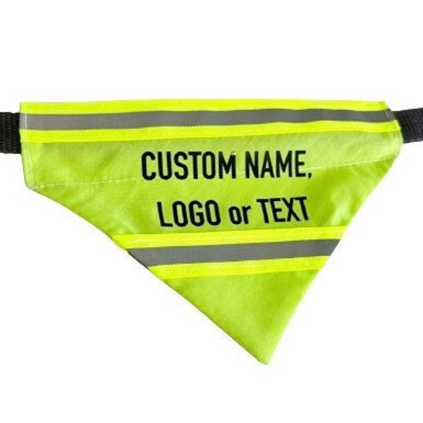 Custom Reflective Safety Bandana, Personalized Fluorescent Over Collar Dog or Cat bandana, Neon dog bandana in multiple sizes.