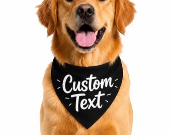 Custom text dog bandana over the collar, Personalized Text and Graphics dog or cat bandana, dog grooming, solid color dog bandana