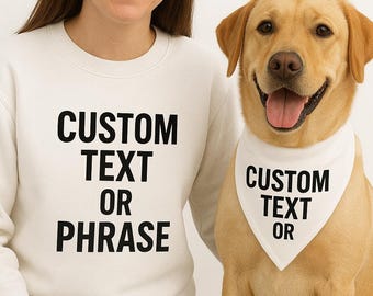 Matching Dog and Owner Set, Custom matching pet owner, Personalized Mom or Dad Shirt with Dog Bandana, Custom Pet gifts, Dog lovers gift