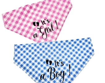 Bandana para cachorro de anúncio de gravidez, bandana para cachorro de revelação de sexo, bandana para cachorro com coleira, bandana para cachorro é menino, bandana para cachorro é menina