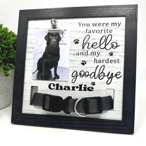 Custom Pet Memorial Shadow Box, Dog Picture Frame, Collar Holder, Pet loss Sympathy Gifts, Name Date Keepsake, Animal Lover Gift