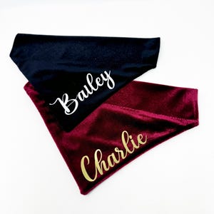 Velvet Dog Bandana Over the Collar, Personalized Christmas Dog Bandana, Winter and Holiday Dog Accessories, Gifts for Dogs