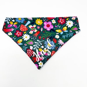 Personalized Floral Dog Bandana, Over the Collar Spring Dog Bandana, Custom Dog Bandana, Summer Dog Bandana, Dog Neckerchief