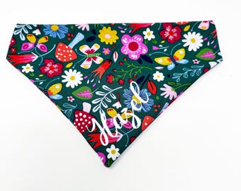 Personalized Floral Dog Bandana, Over the Collar Spring Dog Bandana, Custom Dog Bandana, Summer Dog Bandana, Dog Neckerchief
