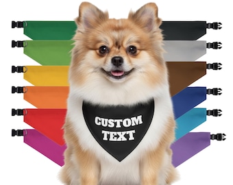 Custom text dog bandana over the collar, Personalized Text and Graphics dog or cat bandana, dog grooming, solid color dog bandana