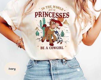 Camisetas de colores cómodos para ser vaquera en un mundo lleno de princesas, camisetas de princesa vaquera de Toy Story de Disney, camiseta de colores cómodos de Toy Story