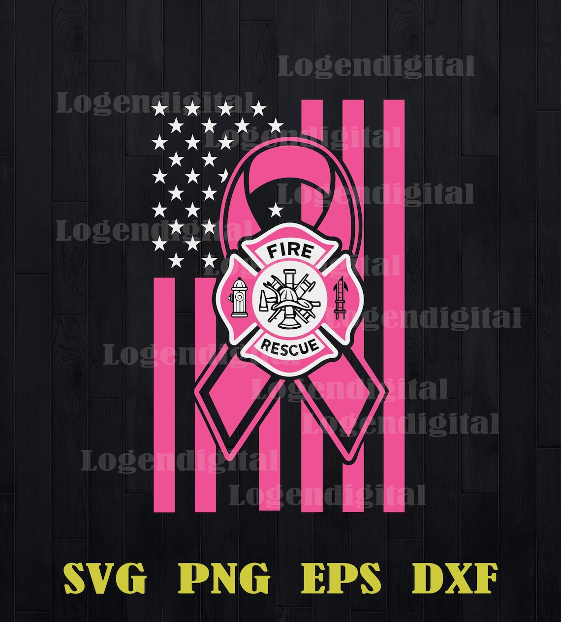 Fire Rescue America Flag Firefighter Svg, Firefighter Breast Cancer Svg ...