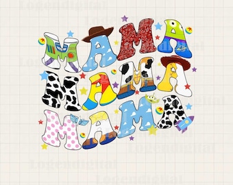 Mama Toy story Characters PNG, Cute Cartoon Style Mom Png, Western Cow Print Mama Png, Mama Toy Story Sublimation Png