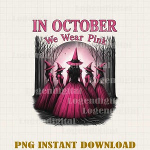 10月はピンクの魔女を着るPNG、ピンクの魔女のハロウィンPNG、ハロウィーンの乳がんの不気味な魔女の昇華PNG