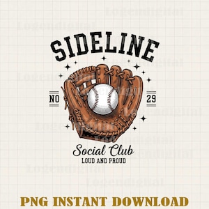 Sideline Social Club Baseball Divertente PNG, Baseball Social Club PNG, Baseball Divertente PNG, Baseball Forte e Orgoglioso PNG Sublimazione