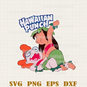 Lilo Stitch Hawaiian Punch Divertido Svg, Dibujos Animados de Disney Svg, Verano Hawaiano Svg Png Dxf Eps Archivos Cricut