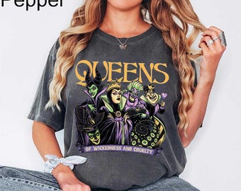 Disney-Bösewichte Königinnen der Wickedness and Cruelty Comfort Colors Shirts, Disney-Bösewicht-T-Shirts, Halloween- Disney-Hexe-T-Shirts