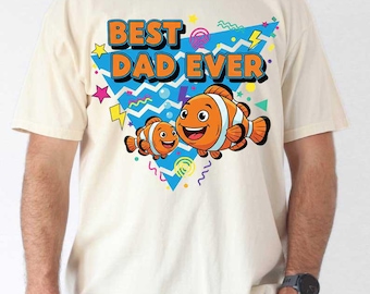 Camisetas de colores cómodos con el pez payaso "El mejor papá del mundo", camisetas de dibujos animados de Disney para papá, camisetas de colores cómodos para el Día del Padre