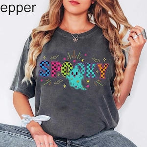 Spooky Cute Halloween Neon Comfort Colors T Shirts, Ghost Halloween Neon Style T Shirts, Boo Spooky Neon Style Comfort Colors T Shirt