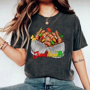 Juneteenth Black Woman Hand 1865 Comfort Colors T Shirt, Juneteenth Afro woman Shirts, Juneteenth Black History Comfort Colors T Shirt