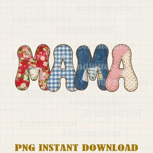 Mama Patchwork Faux 3D effect PNG, Mama Patchwork Png, Mama Faux 3D png Sublimation files Instants Download