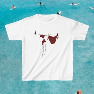 Bikini Print Baby Tee | Bikini Top Shirt, Summer Graphic Tee, Summer Baby Tee, Trendy Graphic 90s Baby Tee, Y2k Baby Tee, Girls Girl Shirt