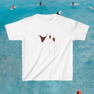 Red Bikini Print Baby Tee, Bikini Top Shirt, Summer Graphic Tee, Baby Tee, Trendy Graphic 90s Baby Tee, Y2k Baby Tee, Girls Shirt