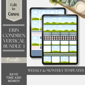 Erin Condren 7x9 Vertical Planner Stickers: Weekly & Monthly Canva Templates (Digital Download) image 1