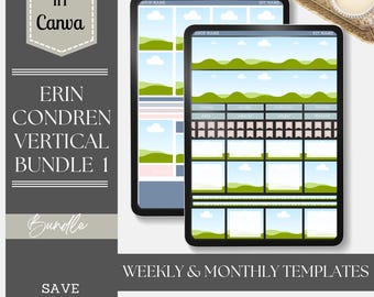 Erin Condren 7x9 Vertical Planner Stickers: Weekly & Monthly Canva Templates (Digital Download)