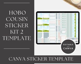 Hobonichi Cousin Sticker Kit 2 Template, Canva Template, Editable Sticker Template, Blackout File for Cricut and Silhouette, Commercial Use