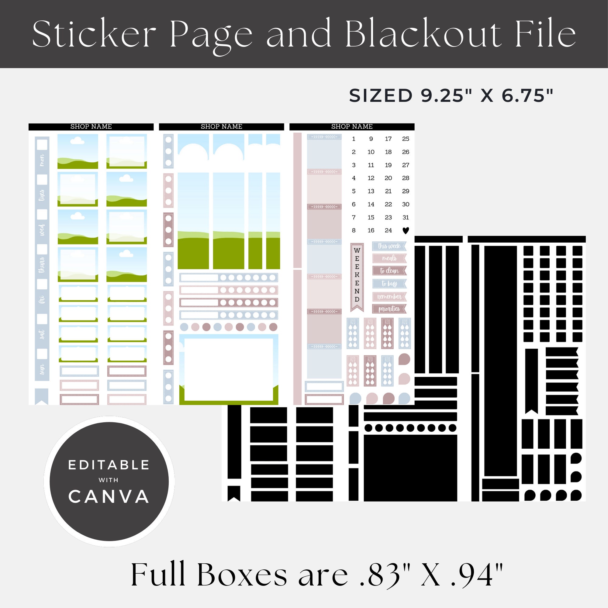 Hobonichi Weeks Sticker Kit 1 Template, Canva Template, Editable ...
