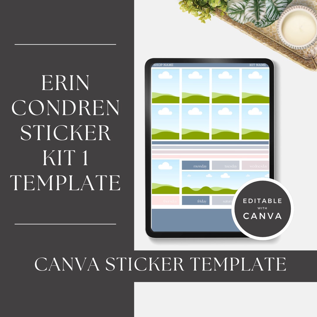 Erin Condren Planner Sticker Kit 1, Canva Template, Editable Template ...