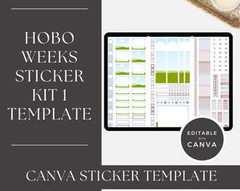 Hobonichi Weeks Sticker Kit 1 Template, Canva Template, Editable Sticker Template, Blackout File for Cricut and Silhouette, Commercial Use
