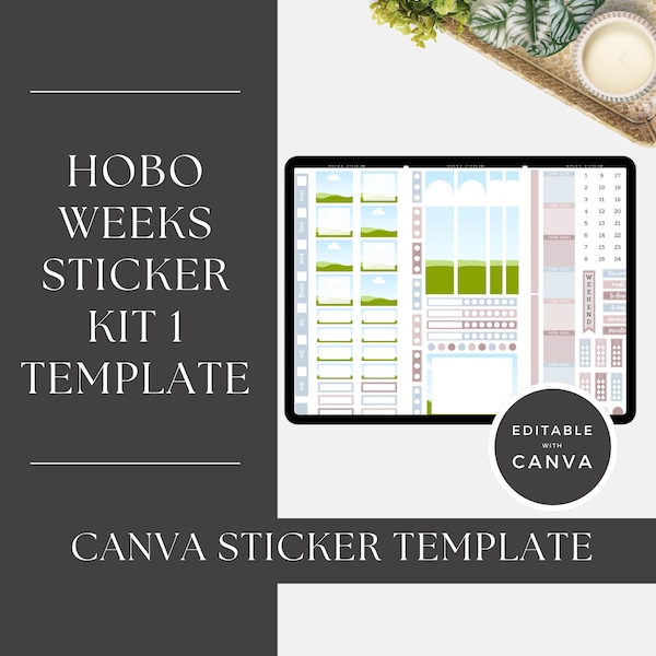 Hobonichi Weeks Sticker Kit 1 Template, Canva Template, Editable Sticker Template, Blackout File for Cricut and Silhouette, Commercial Use