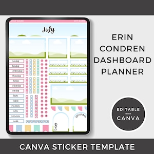 Erin Condren 7x9 Dashboard Planner Sticker Kit Template: Editable Canva Stickers (Digital Download)