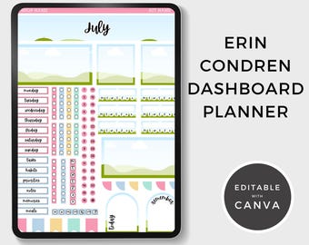 Erin Condren Dashboard Planner Sticker Kit Template: Editable Canva Stickers (Digital Download)