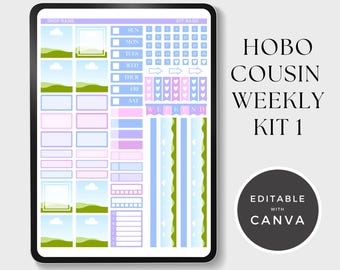 Canva Weekly Sticker Template: Hobonichi Cousin Editable Planner Kit 1 (Digital Download)