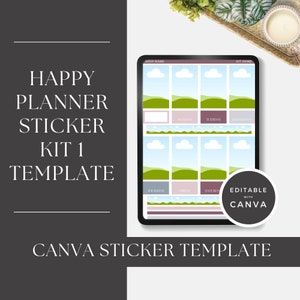 Classic Vertical Happy Planner Sticker Kit 1 Template: Editable Canva Stickers (Digital Download)