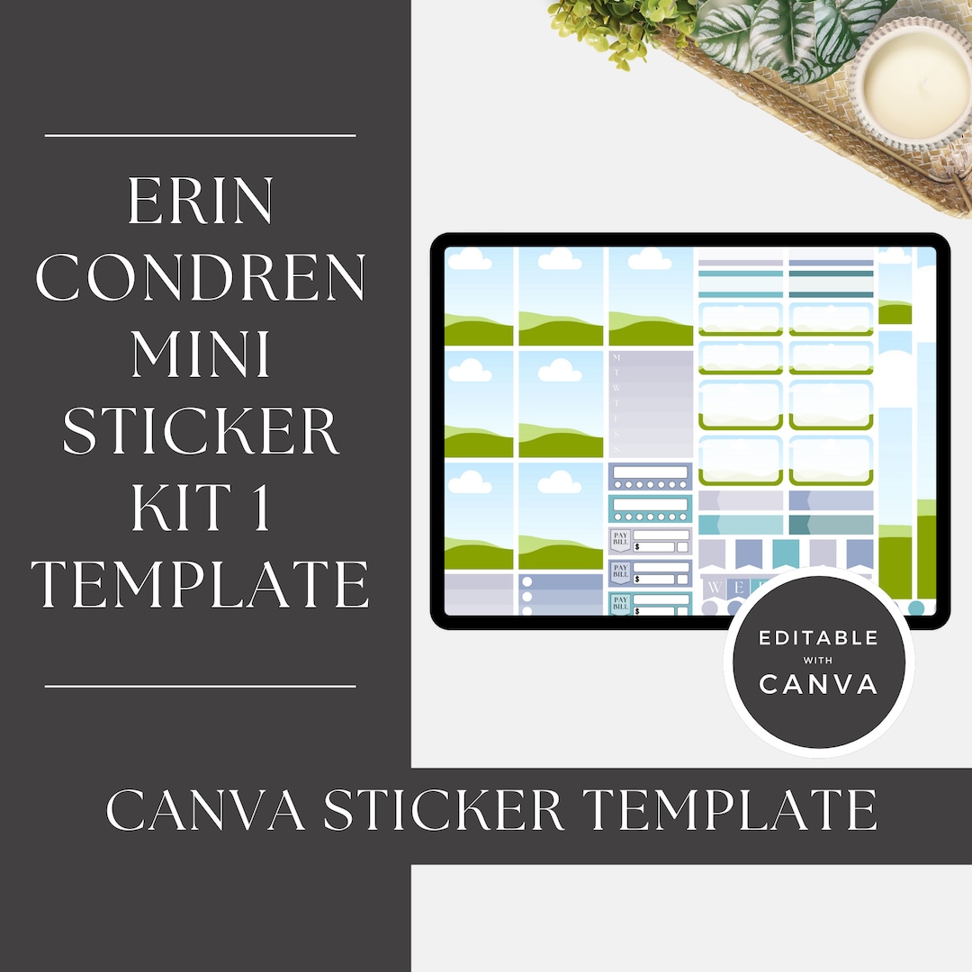 Erin Condren Mini Sticker Kit, Canva Template, Editable Template ...