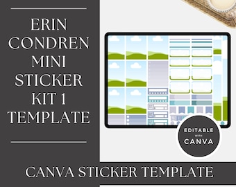 Erin Condren 7x9 Mini Sticker Kit 1 Vorlage: Bearbeitbare Canva-Aufkleber (Digitaler Download)