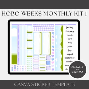 Hobonichi Weeks Monthly Sticker Kit 1 Template: Editable Canva Stickers  (Digital Download)