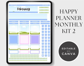 Happy Planner Monthly Sticker Kit 2, bearbeitbare Canva-Vorlage (digitaler Download)