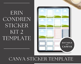 Erin Condren 7x9 Planner Sticker Kit 2 Template: Editable Canva Stickers (Digital Download)