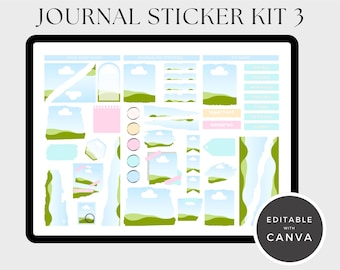 Journal Sticker Kit 3 Vorlage: Bearbeitbare Canva Stickers (Digitaler Download)