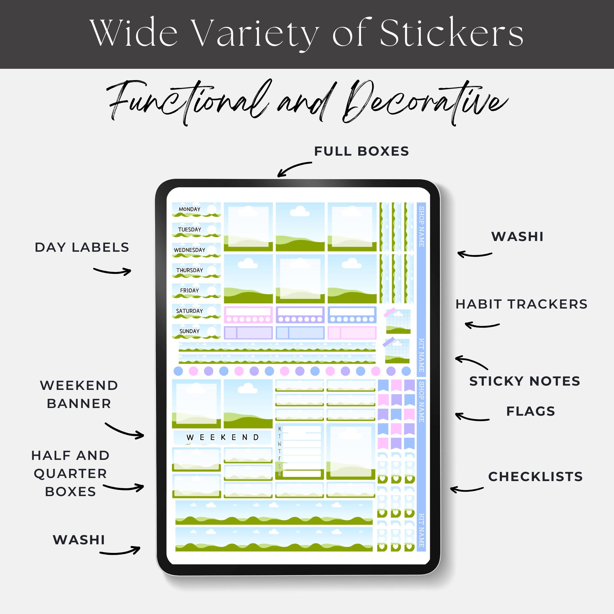 Hobonichi Cousin Weekly Sticker Kit 3 Template: Editable Canva Stickers ...