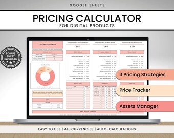 Preistabelle für digitale Produkte | Etsy-Preisvorlage | Google Sheets Profit Rechner für Small Business