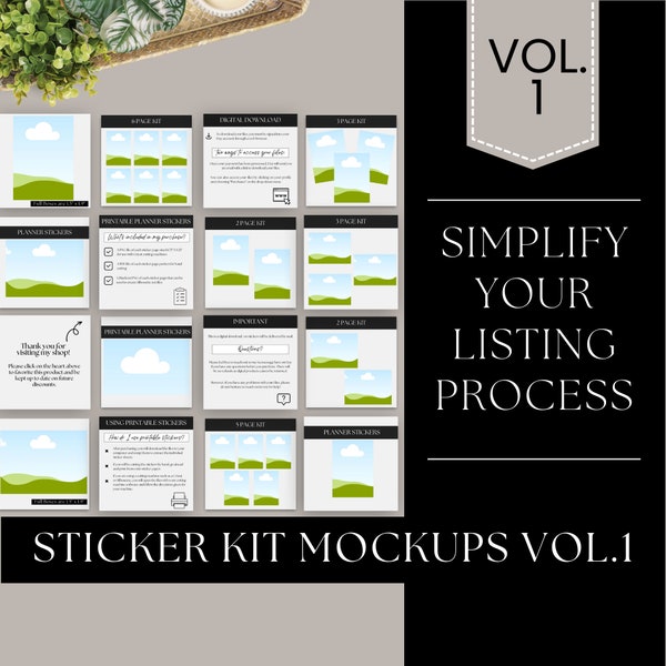 Planner Sticker Kit Mockups Vol. 1, Canva Template, Editable Etsy Listing Photos, Drag and Drop Templates, Etsy Seller Listing Templates