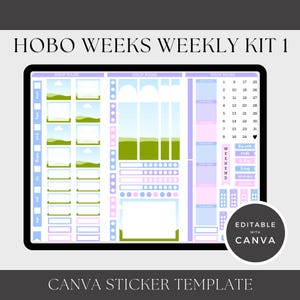 Hobonichi Weeks Weekly Sticker Kit 1 Vorlage: Bearbeitbare Canva-Aufkleber (Digitaler Download)