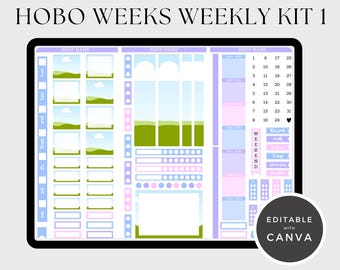 Hobonichi Weeks Weekly Sticker Kit 1 Template: Editable Canva Stickers (Digital Download)