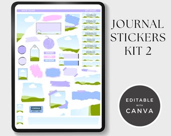 Journal Sticker Kit 2 Vorlage: Bearbeitbare Canva-Aufkleber (Digitaler Download)