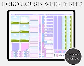 Hobonichi Cousin Weekly Sticker Kit 2 Template: Editable Canva Stickers (Digital Download)
