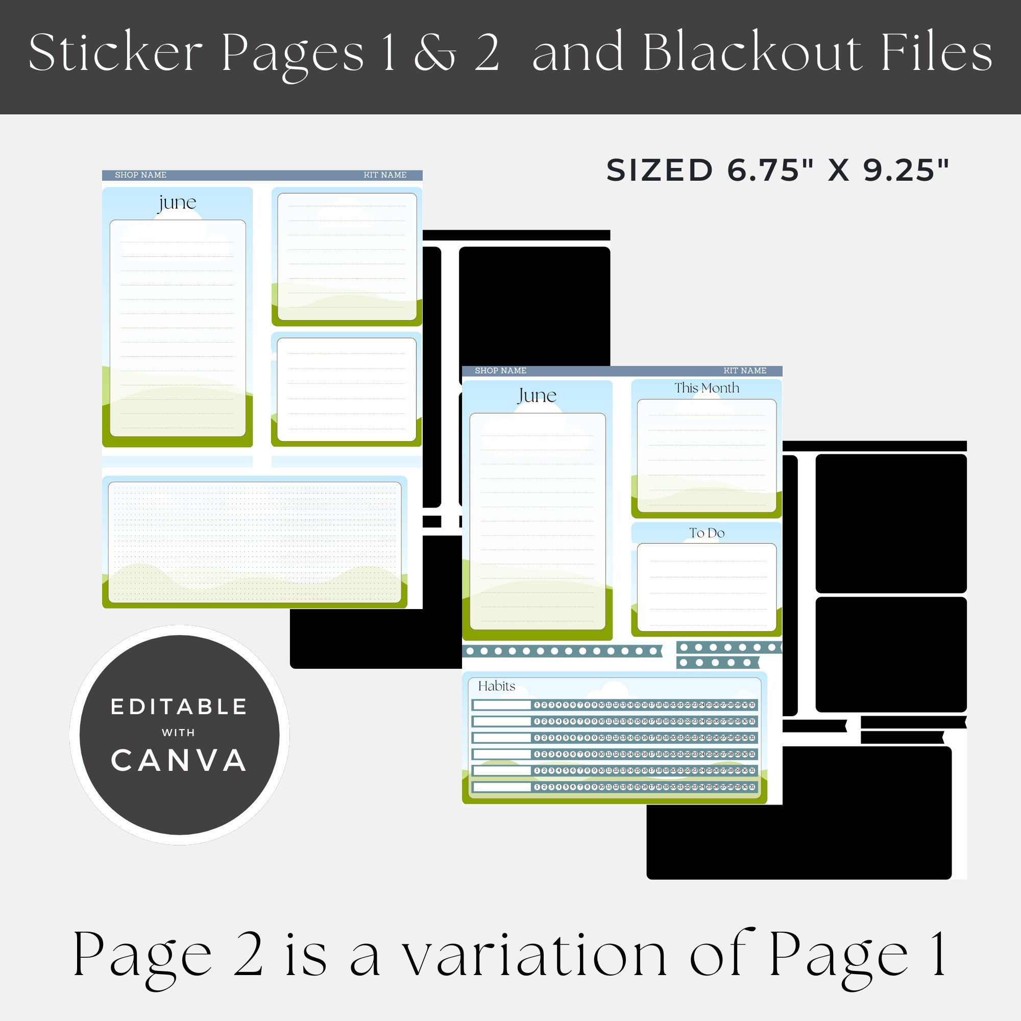 Erin Condren Notes Page Sticker Template, Canva Template, Editable ...